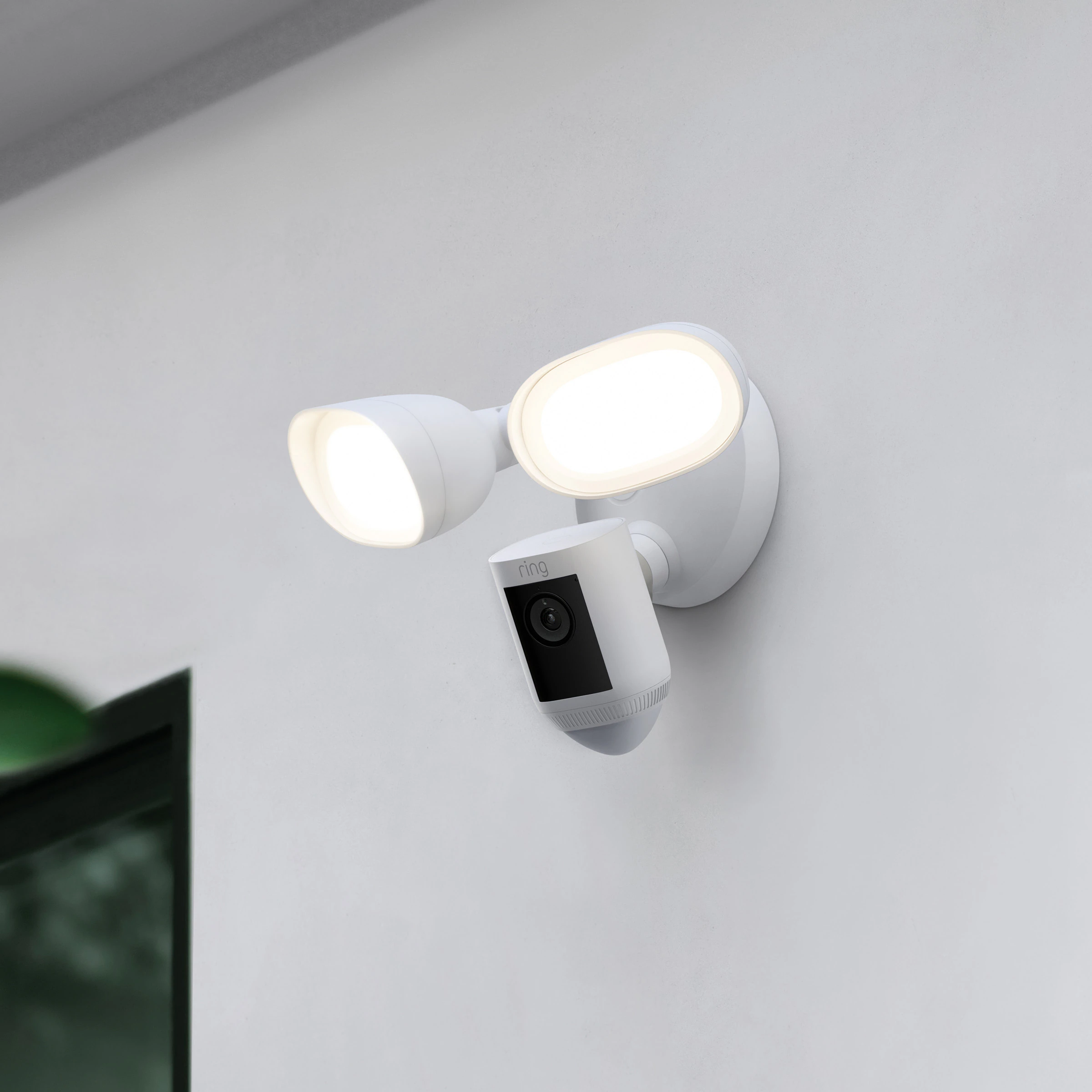 Ring Floodlight Cam Wired Pro - Smart Security Video Camera with 2 Motion-Activated LED Floodlights, White