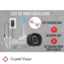 Crystal Vision Indoor/Outdoor 4-Camera Hardwired Floodlight 1Tb Hard Drive Security Camera System
