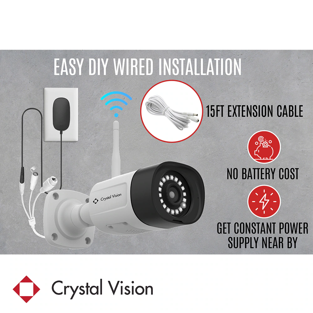 Crystal Vision Indoor/Outdoor 4-Camera Hardwired Floodlight 1Tb Hard Drive Security Camera System