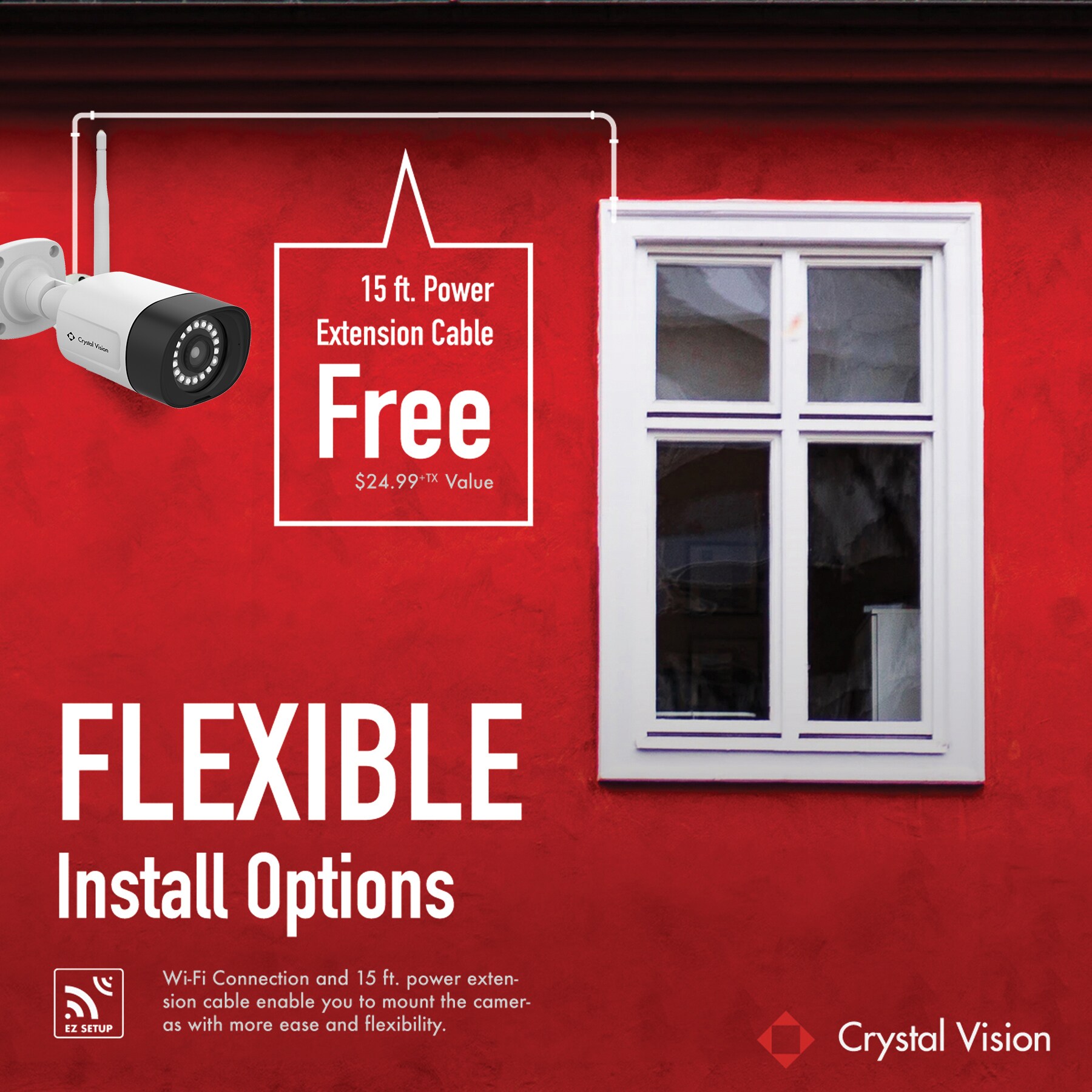Crystal Vision Indoor/Outdoor 4-Camera Hardwired Floodlight 1Tb Hard Drive Security Camera System