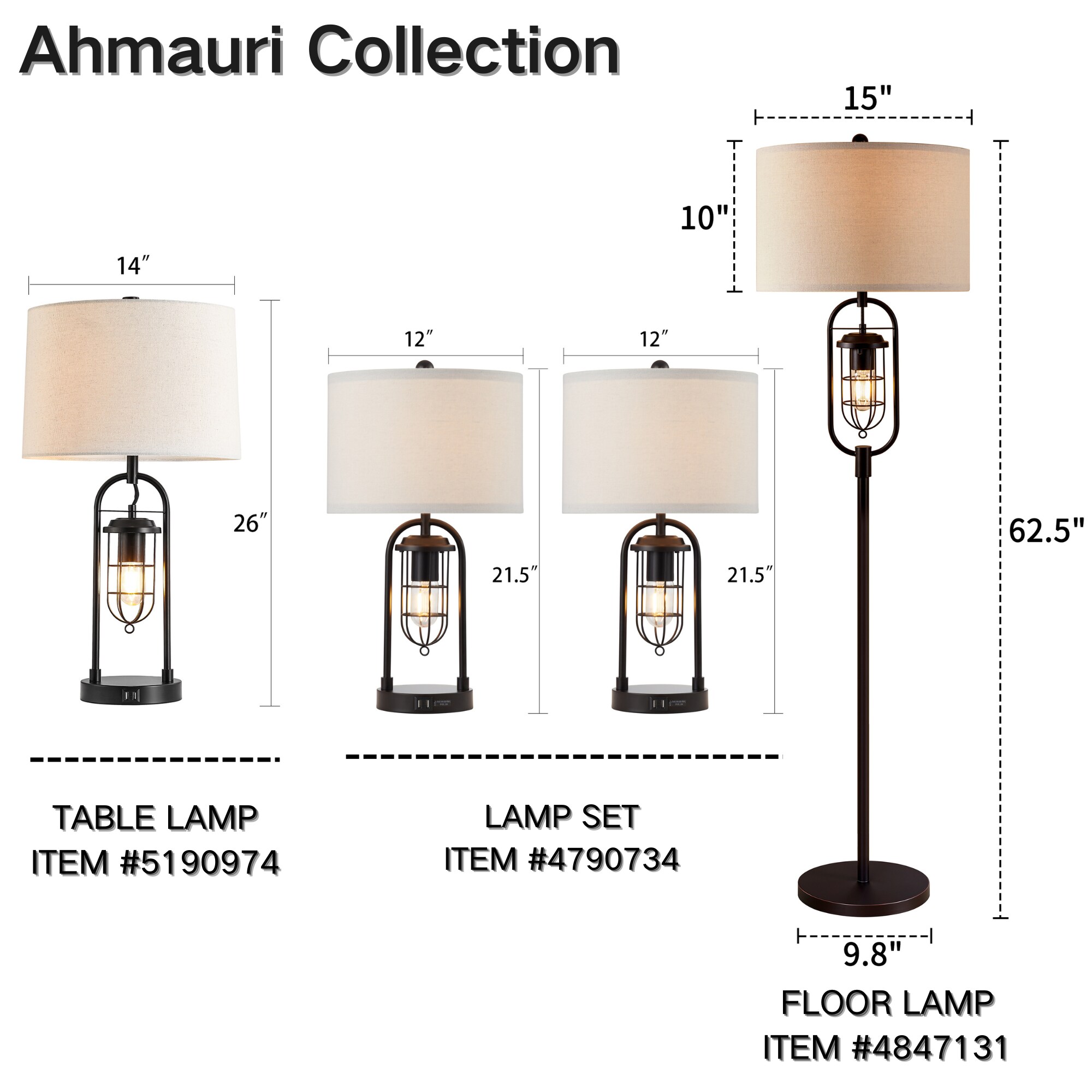 KAWOTI Ahmauri 26-in Dark Bronze LED 3-way Table Lamp with Linen Shade (Set of 2)