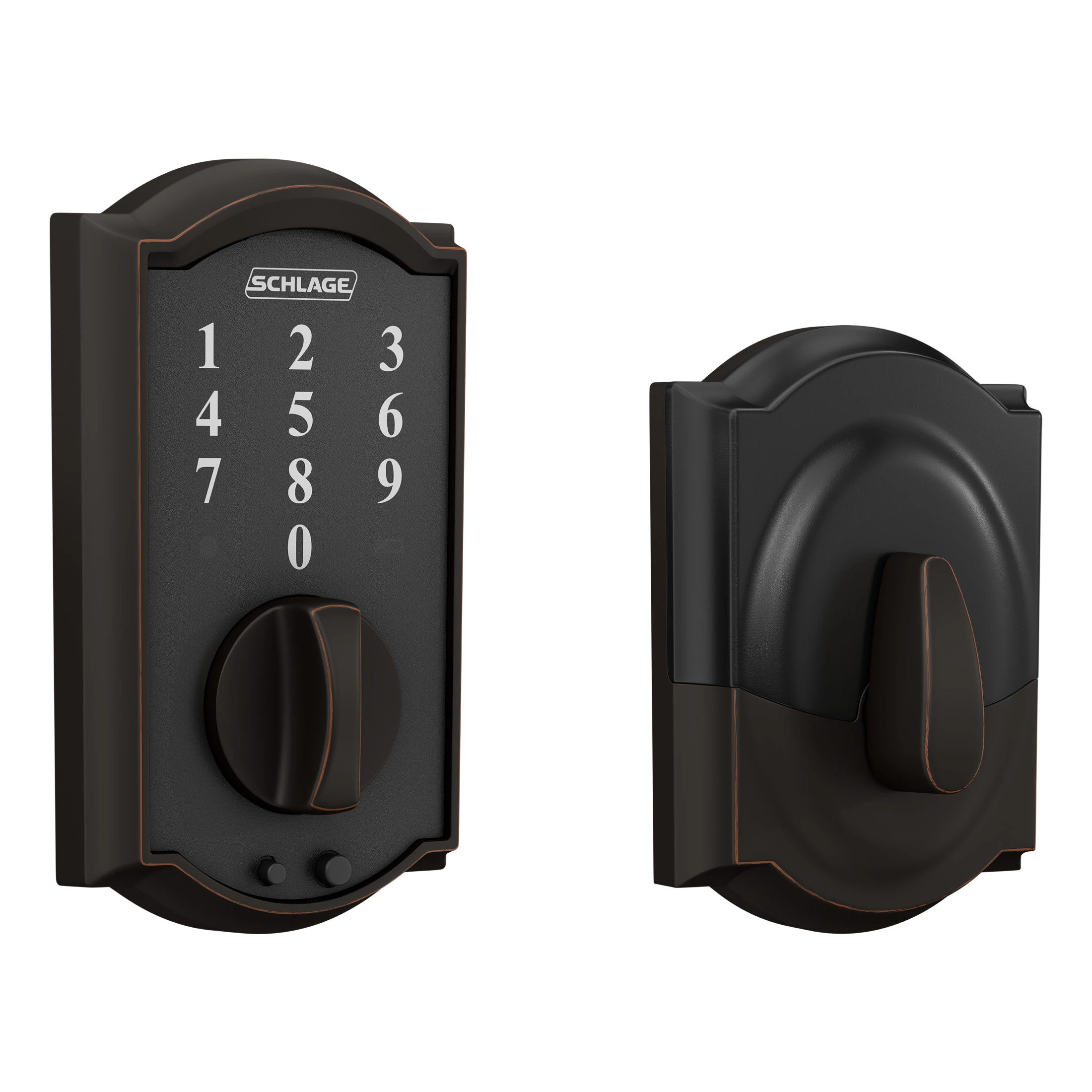 Schlage Touch Camelot Aged Bronze Electronic Deadbolt Touchscreen Keypad