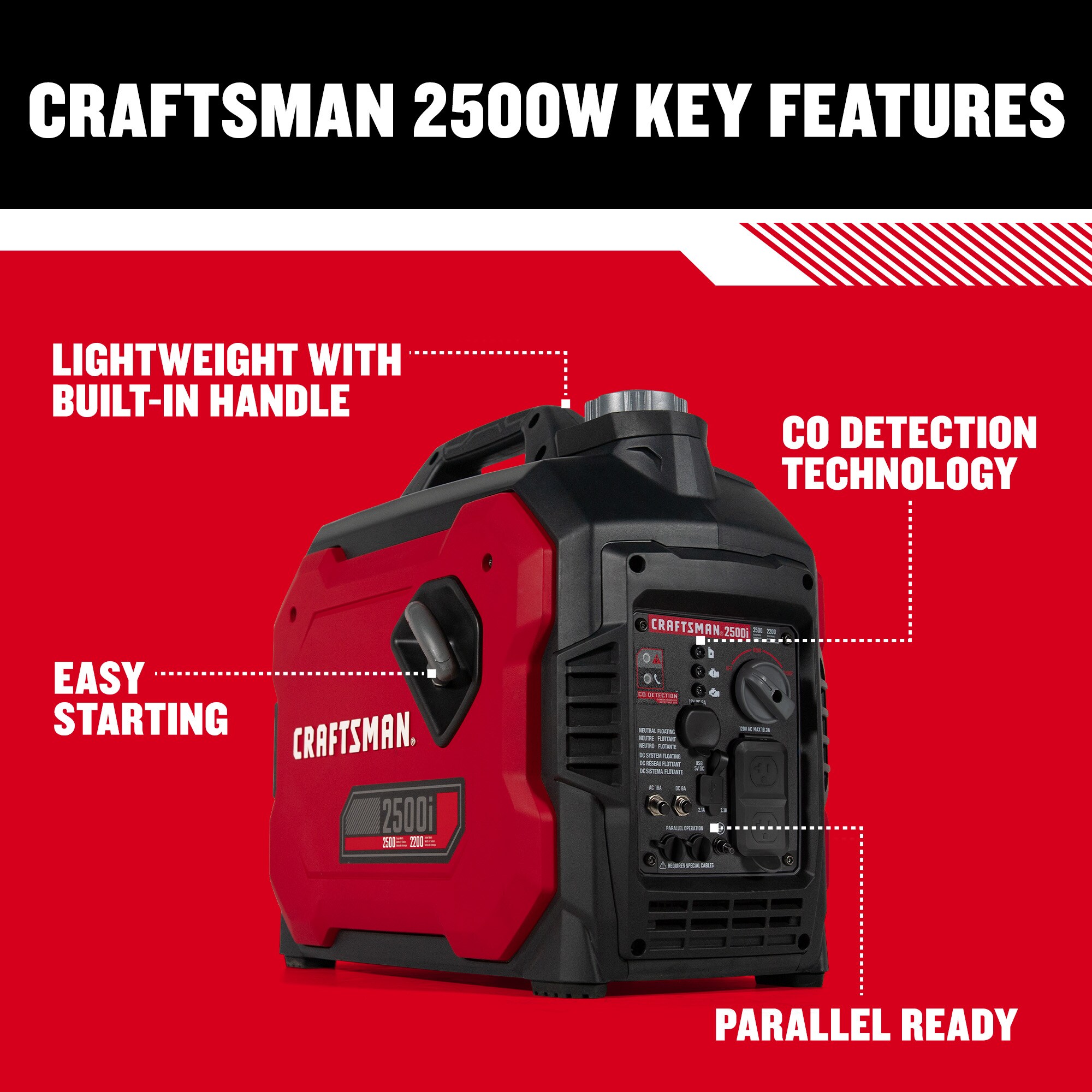 CRAFTSMAN 2500-Watt Single Fuel (Gasoline) Inverter Generator - Image 5