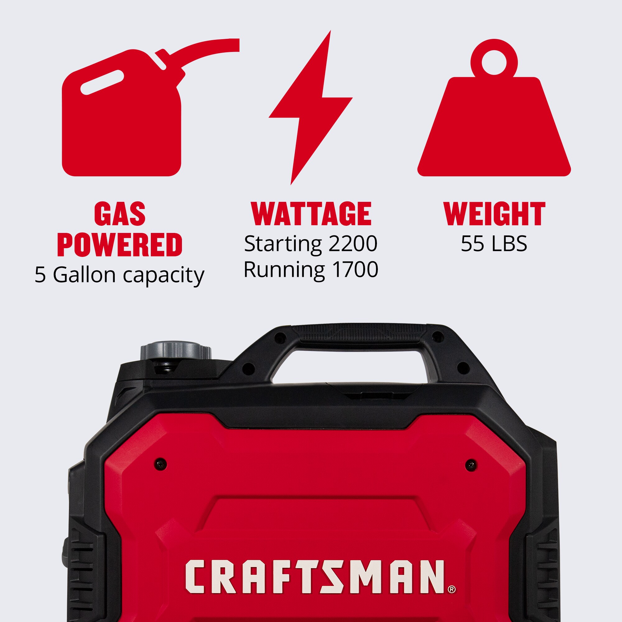 CRAFTSMAN 2500-Watt Single Fuel (Gasoline) Inverter Generator - Image 6