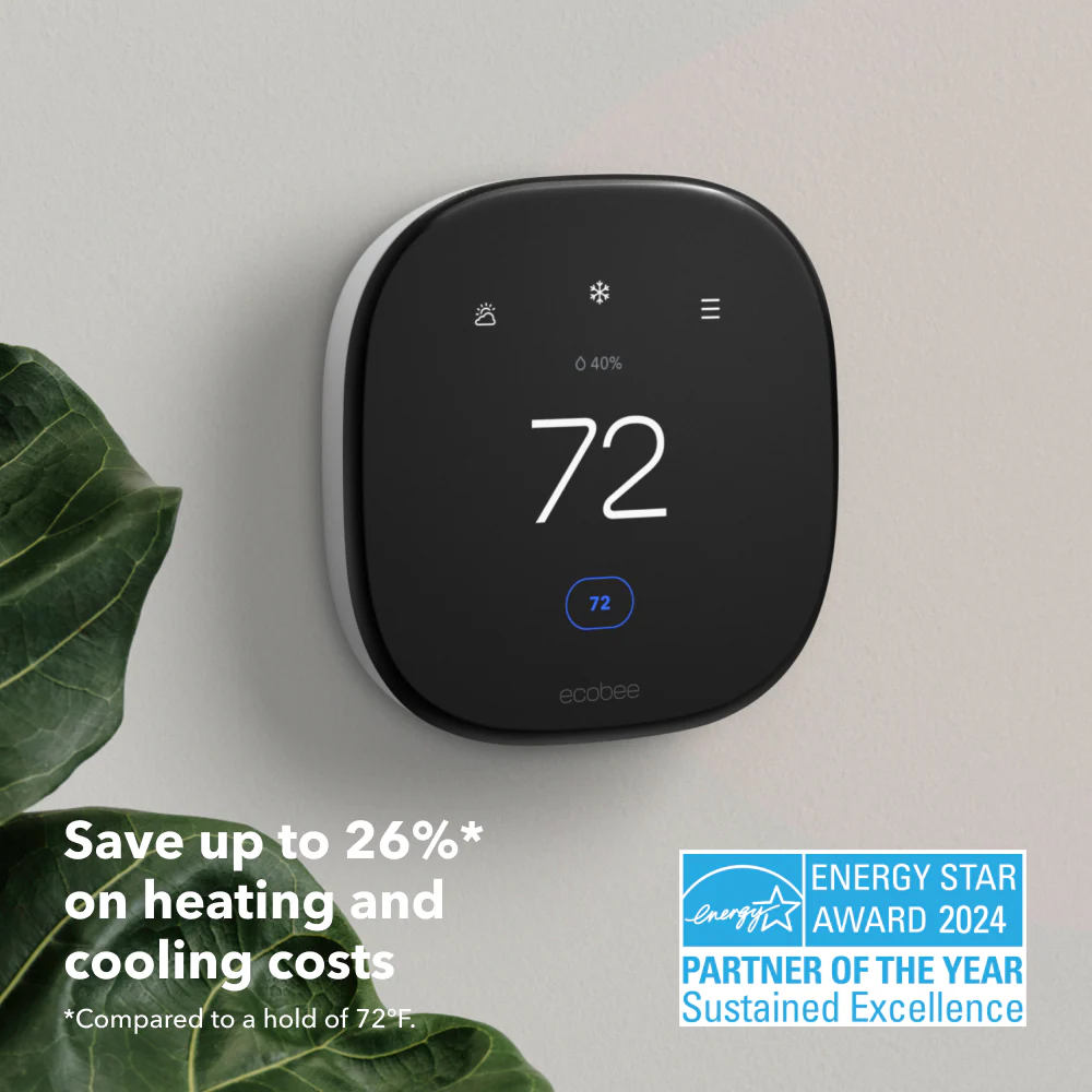 ecobee Enhanced Black Smart Thermostat with Wi-Fi Compatibility