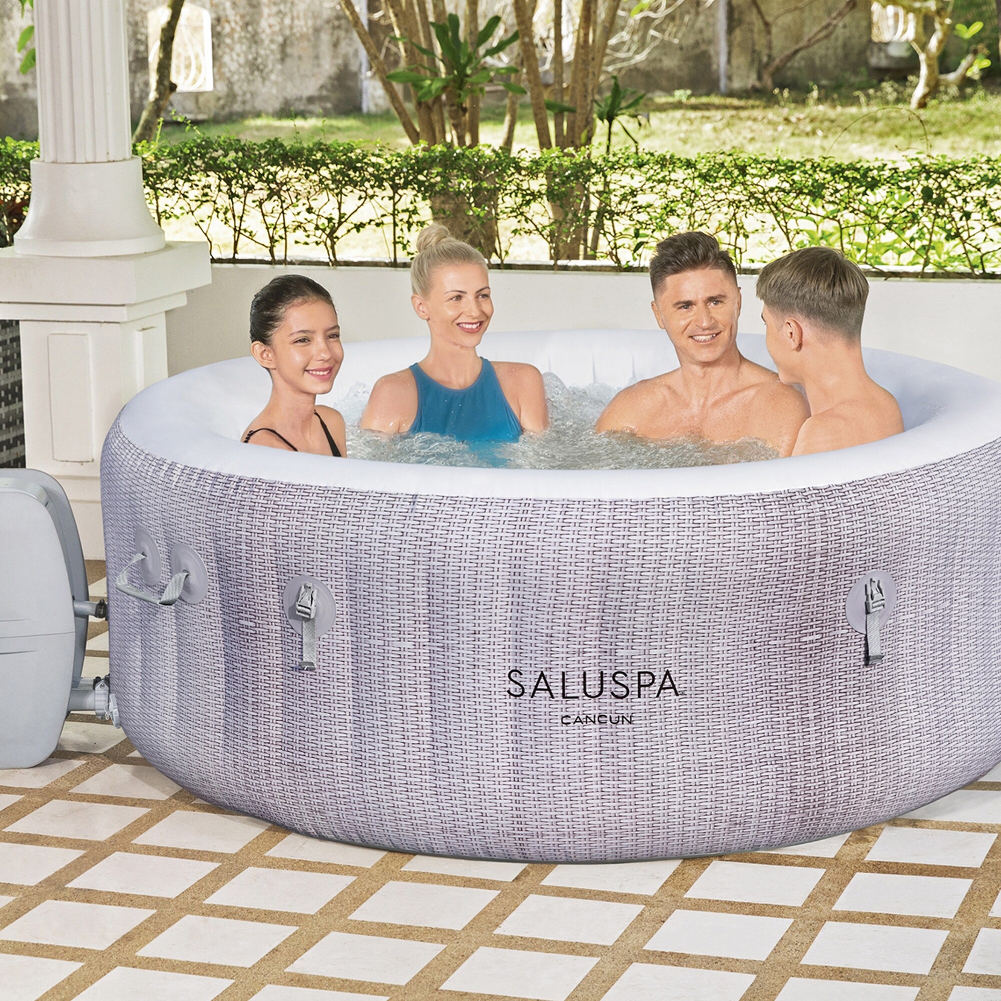 Bestway 120 Jet 4-Person Inflatable Round Hot Tub (Cover Included)