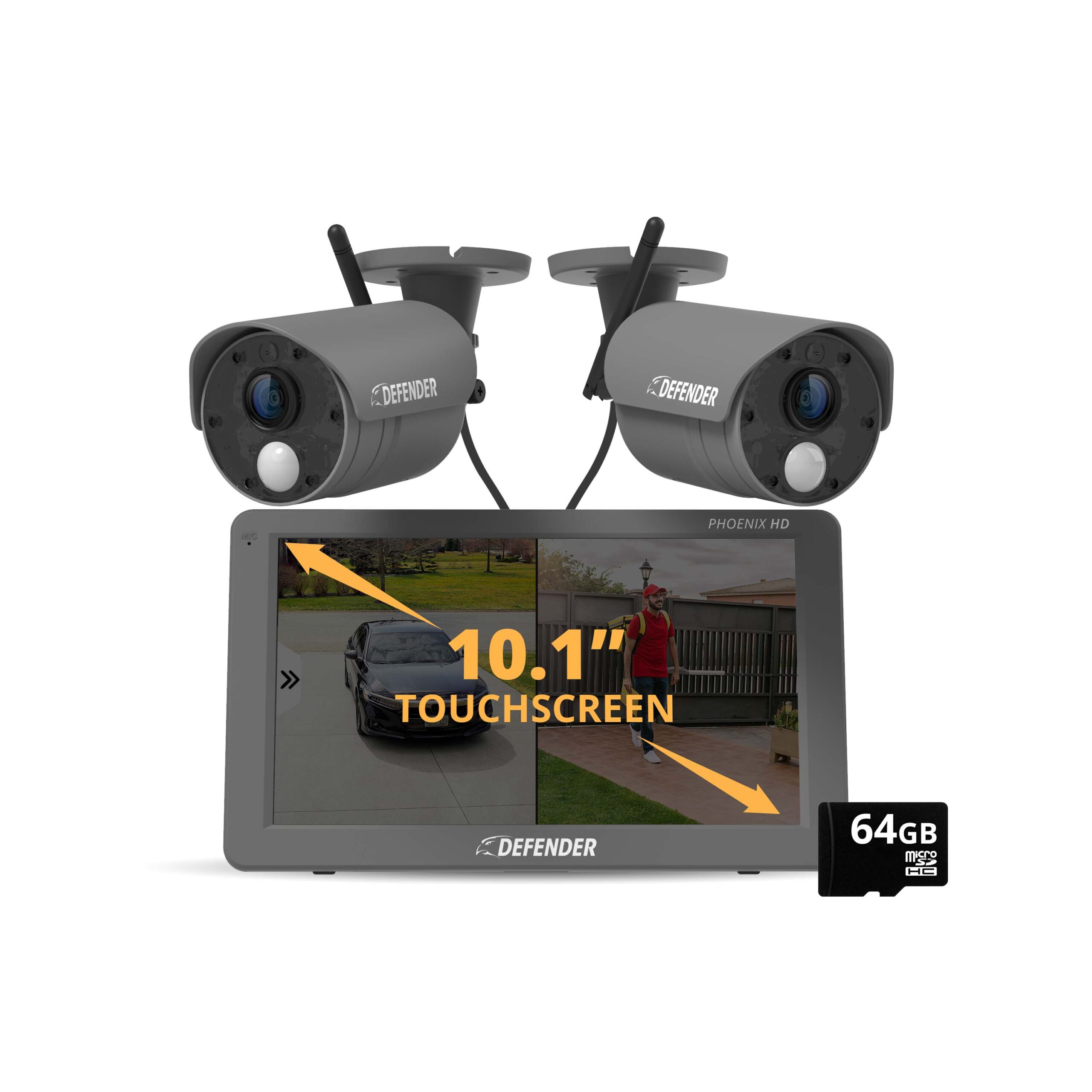 Defender PhoenixHD Indoor/Outdoor 4-Channel 2-Camera 1080P Plug-in BulletSd (Included) Security Camera System