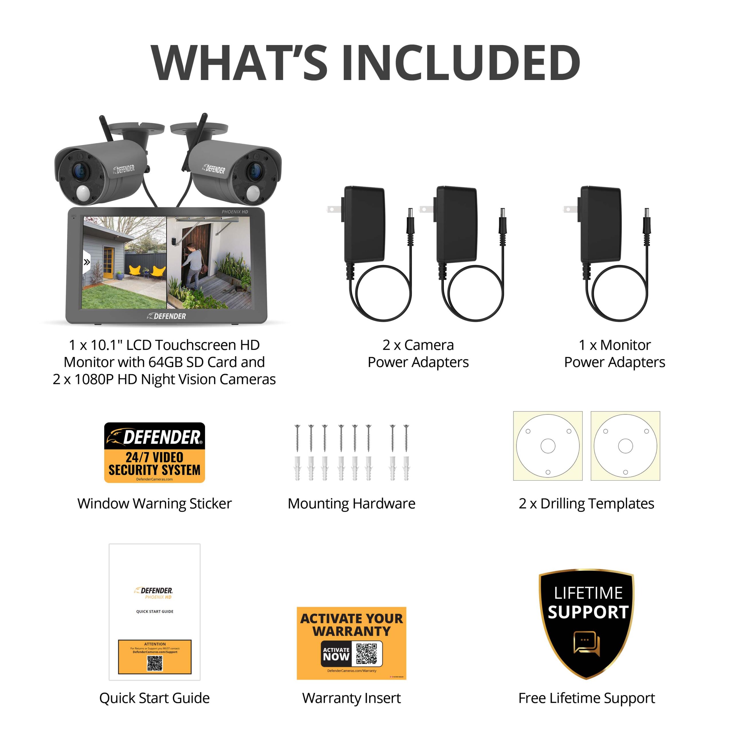Defender PhoenixHD Indoor/Outdoor 4-Channel 2-Camera 1080P Plug-in BulletSd (Included) Security Camera System