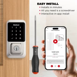 Kwikset Halo Keyless Entry Satin Nickel Smart Lock Electronic Deadbolt with Wifi Smartkey Touchscreen