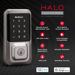 Kwikset Halo Keyless Entry Satin Nickel Smart Lock Electronic Deadbolt with Wifi Smartkey Touchscreen
