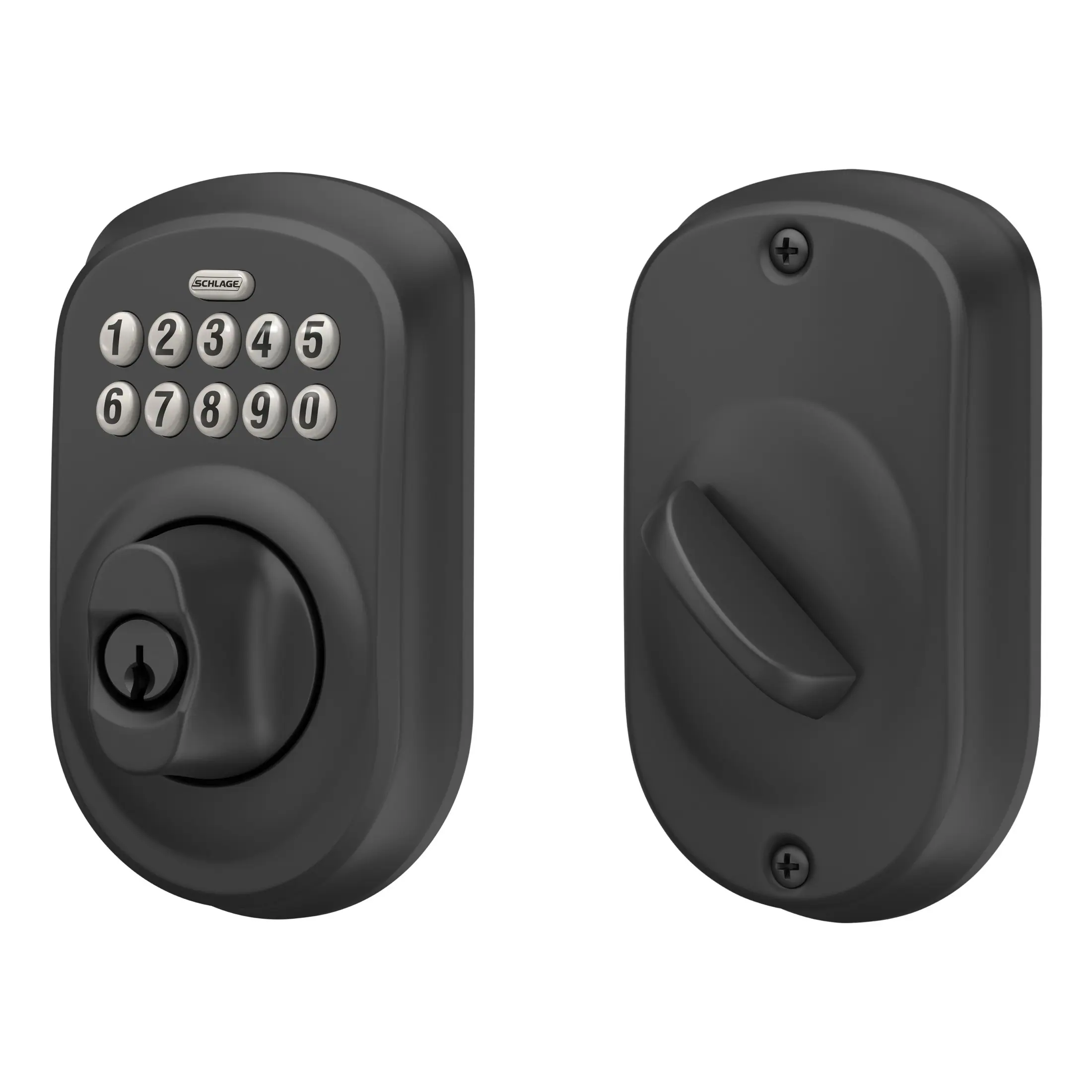 Schlage Plymouth Matte Black Electronic Deadbolt with Keypad