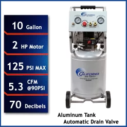 California Air Tools 10-Gallon Portable Electric 125 PSI Vertical Air Compressor with Accessories Included
