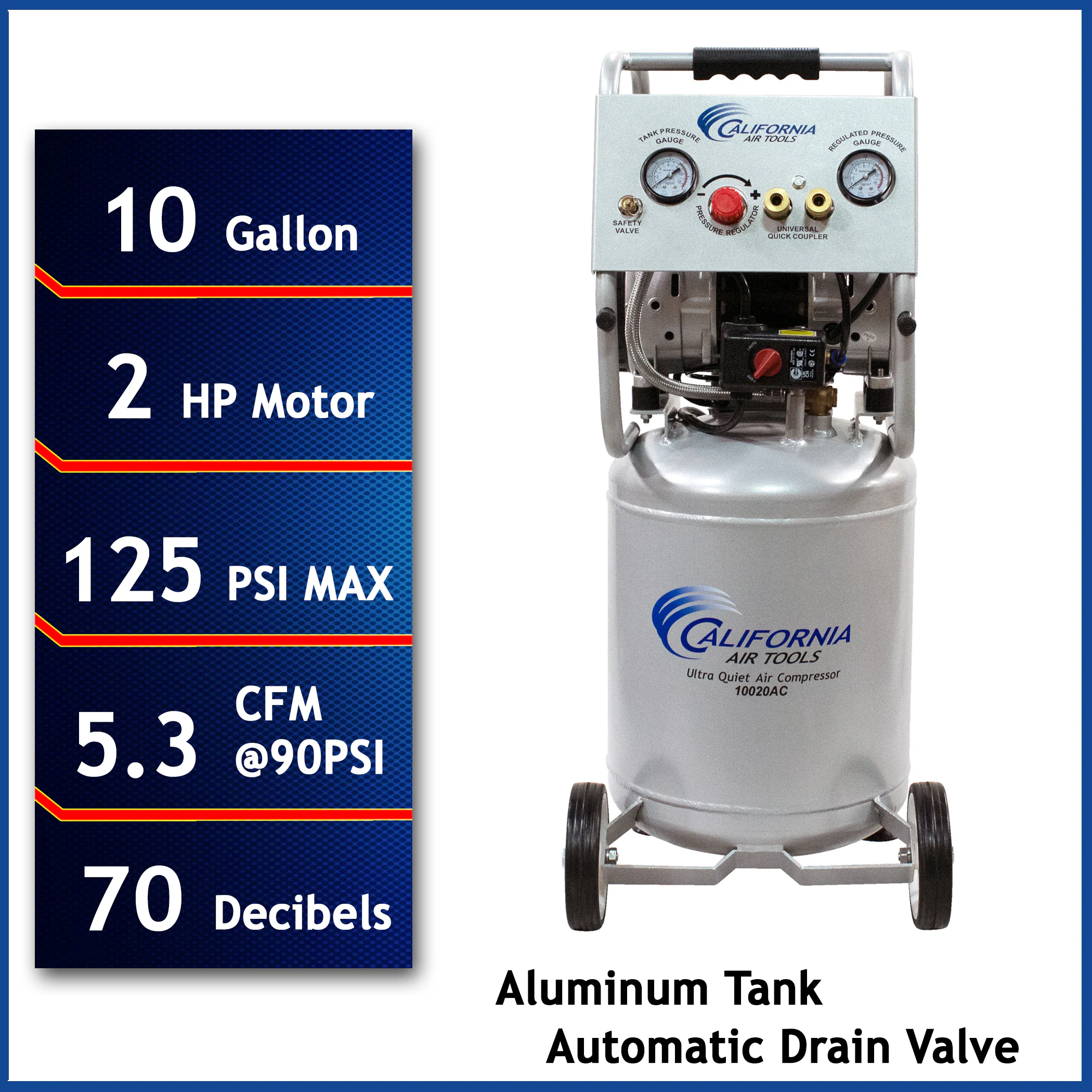 California Air Tools 10-Gallon Portable Electric 125 PSI Vertical Air Compressor with Accessories Included