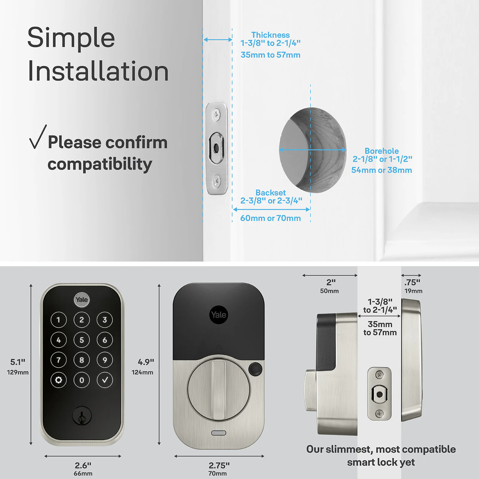 Yale Assure Lock 2 Satin Nickel Electronic Deadbolt Bluetooth Keypad
