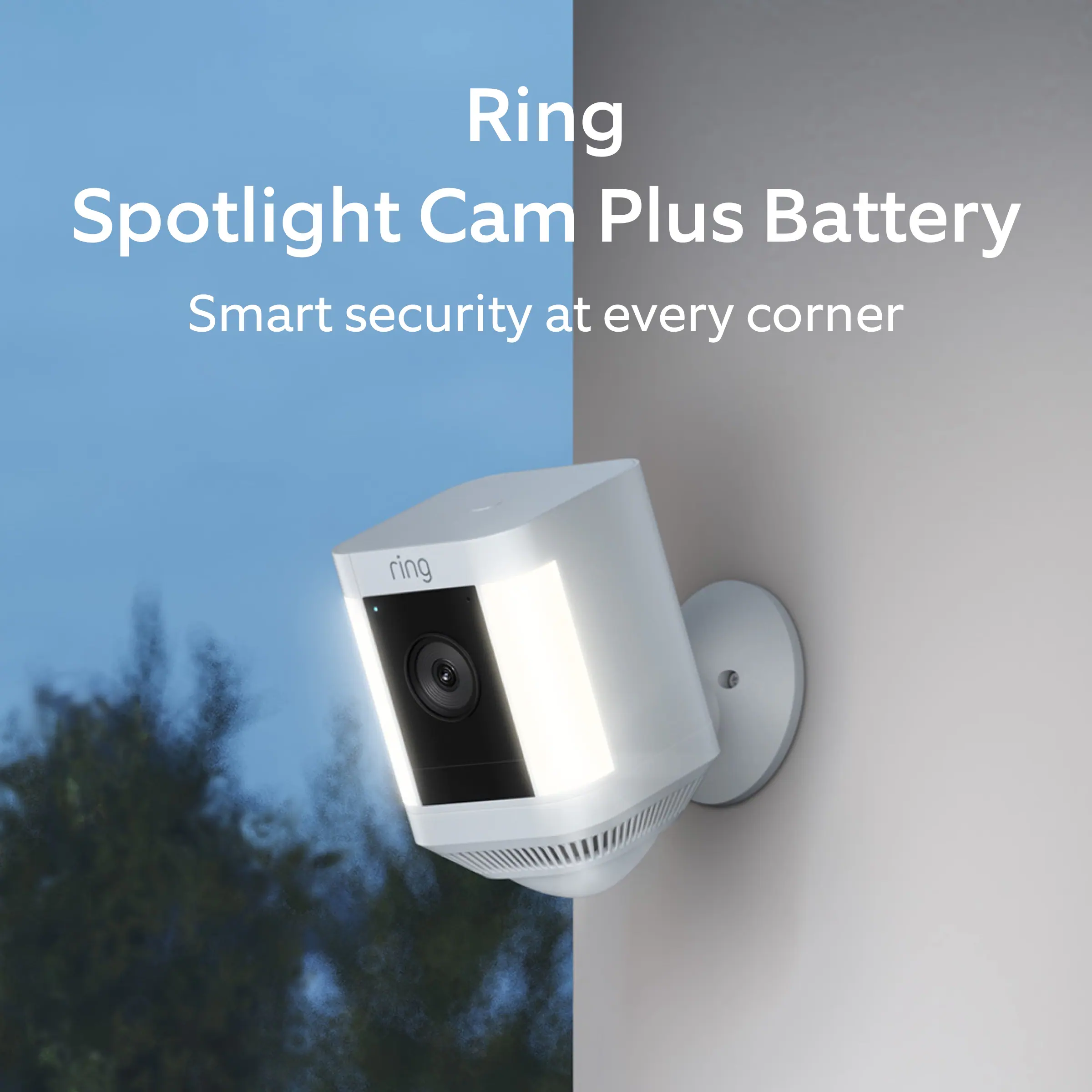 Ring Spotlight Cam Plus Battery - Smart Security Video Camera with 2 Motion-Activated LED Spotlights, 2-Way Talk, Color Night Vision, 2-Pack, White