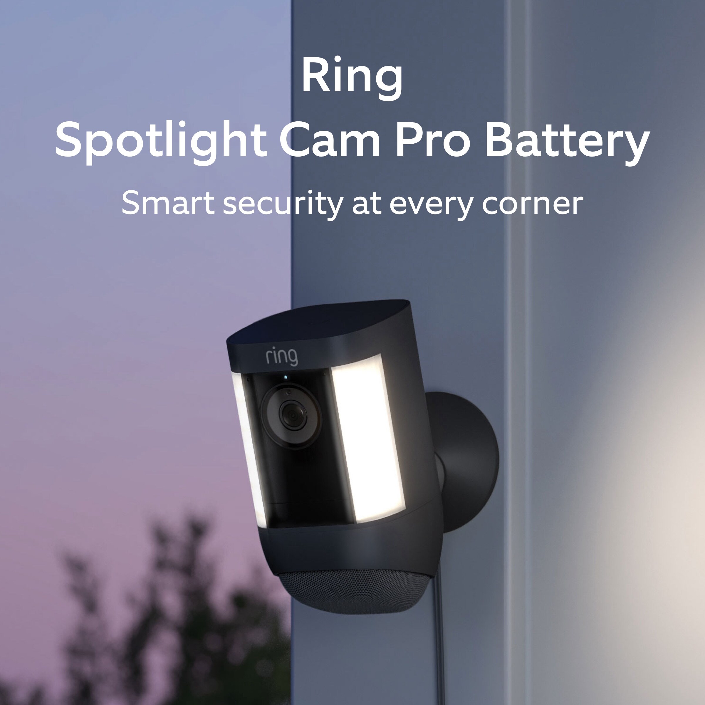 Ring Spotlight Cam Pro, Plug-In - Smart Security Video Camera with 2 Motion-Activated LED Spotlights, Dual Band Wifi, 3D Motion Detection, Black