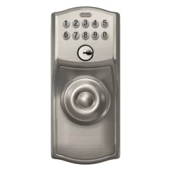 Schlage Customizable Keying Camelot-Georgian Satin Nickel Electronic Knob with Keypad