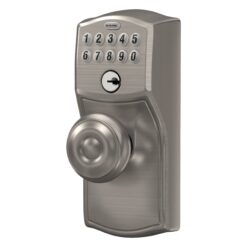 Schlage Customizable Keying Camelot-Georgian Satin Nickel Electronic Knob with Keypad