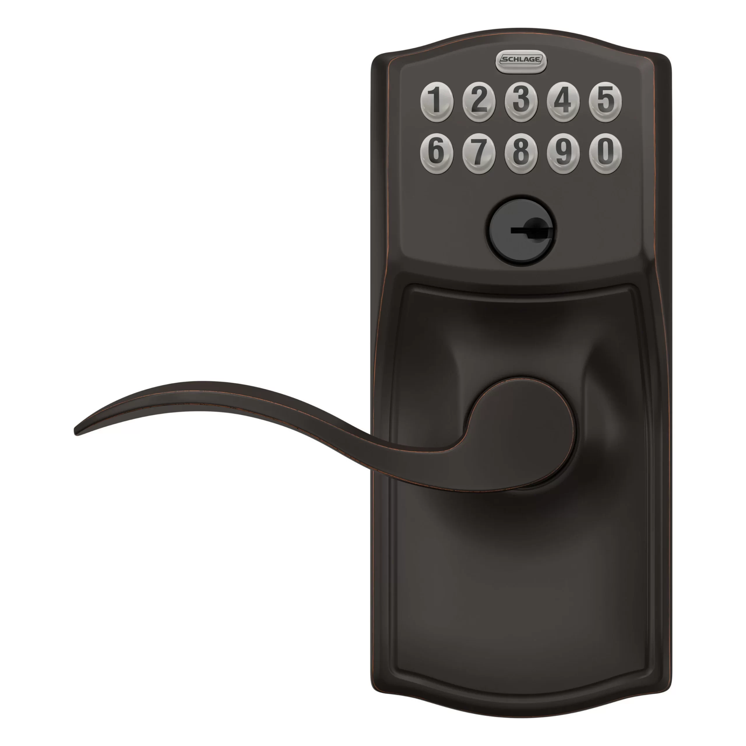 Schlage Camelot Aged Bronze Electronic Handle with Keypad