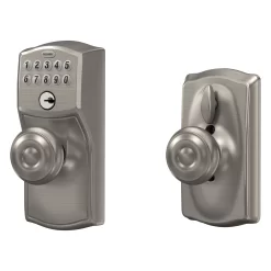 Schlage Customizable Keying Camelot-Georgian Satin Nickel Electronic Knob with Keypad