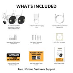 Defender Guard Pro 4K AI Indoor/Outdoor 2-Channel 2-Camera 4K Plug-in Bullet Micro Sd (Included) Security Camera System
