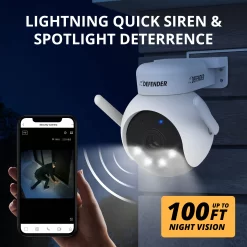 Defender Everwatch AI Indoor/Outdoor 2-Channel 2-Camera 4K Plug-in Pan and Tilt Micro Sd Security Camera System