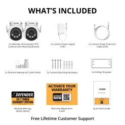 Defender Everwatch AI Indoor/Outdoor 2-Channel 2-Camera 4K Plug-in Pan and Tilt Micro Sd Security Camera System