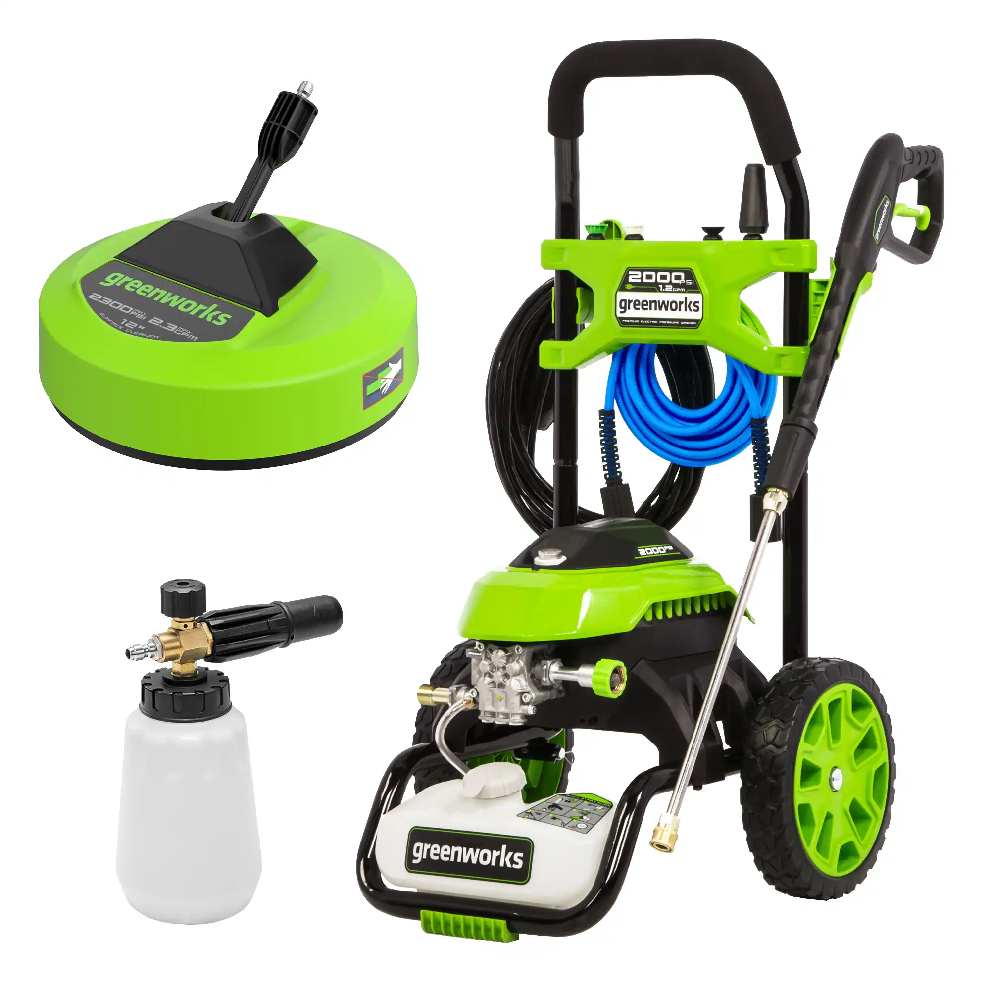 Greenworks 2000 PSI 1.2-GPM Cold Water Electric Pressure Washer with 4 Spray Tips and Surface Cleaner
