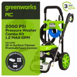 Greenworks 2000 PSI 1.2-GPM Cold Water Electric Pressure Washer with 4 Spray Tips and Surface Cleaner