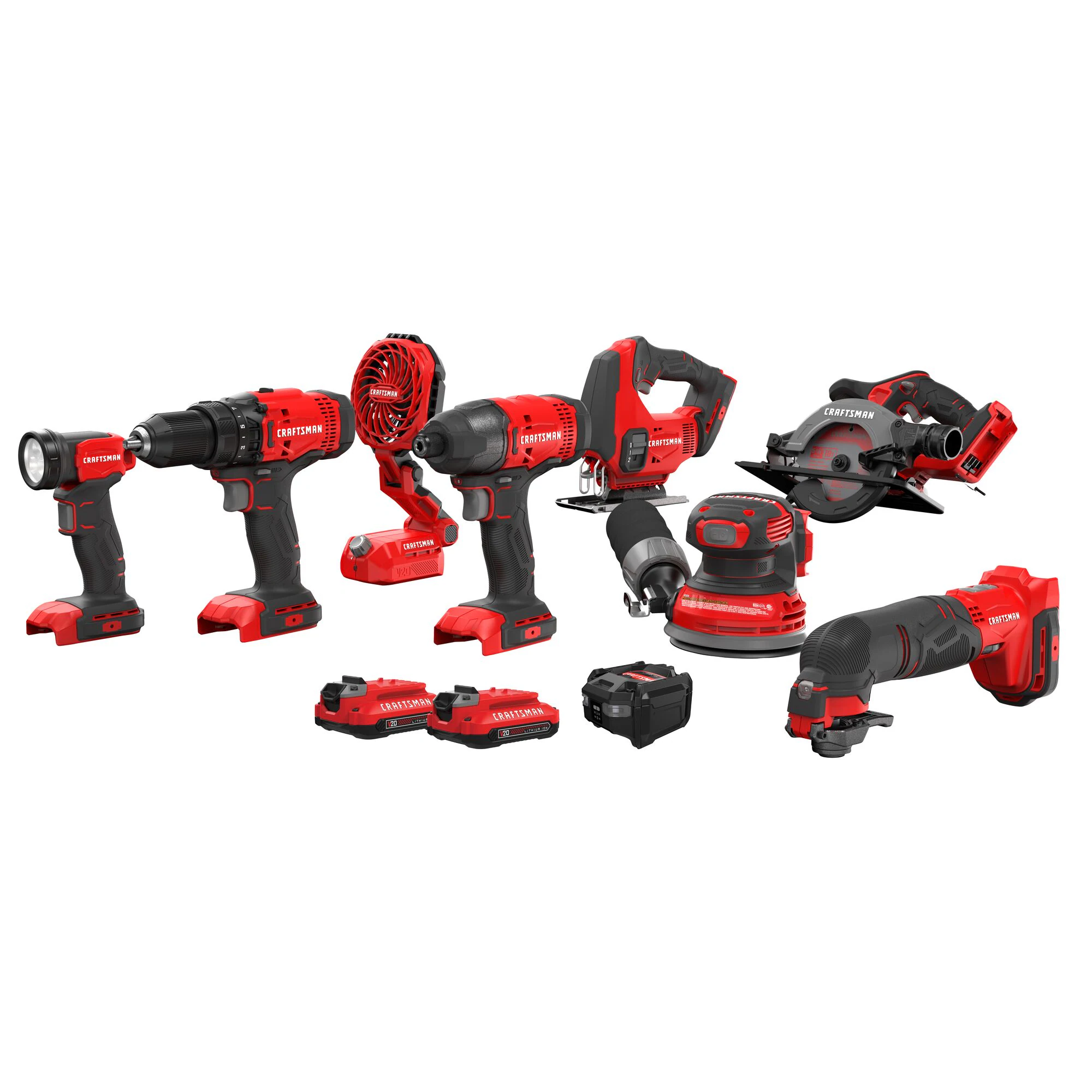 CRAFTSMAN V20 20-volt Max 8-Tool Power Tool Combo Kit with Soft Case (2-Batteries Included and Charger Included)