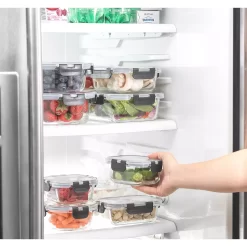 JoyJolt 24-Piece Glass Storage Containers with Leakproof Lids Set - Black