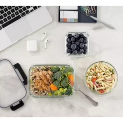 JoyJolt 24-Piece Glass Storage Containers with Leakproof Lids Set - Black