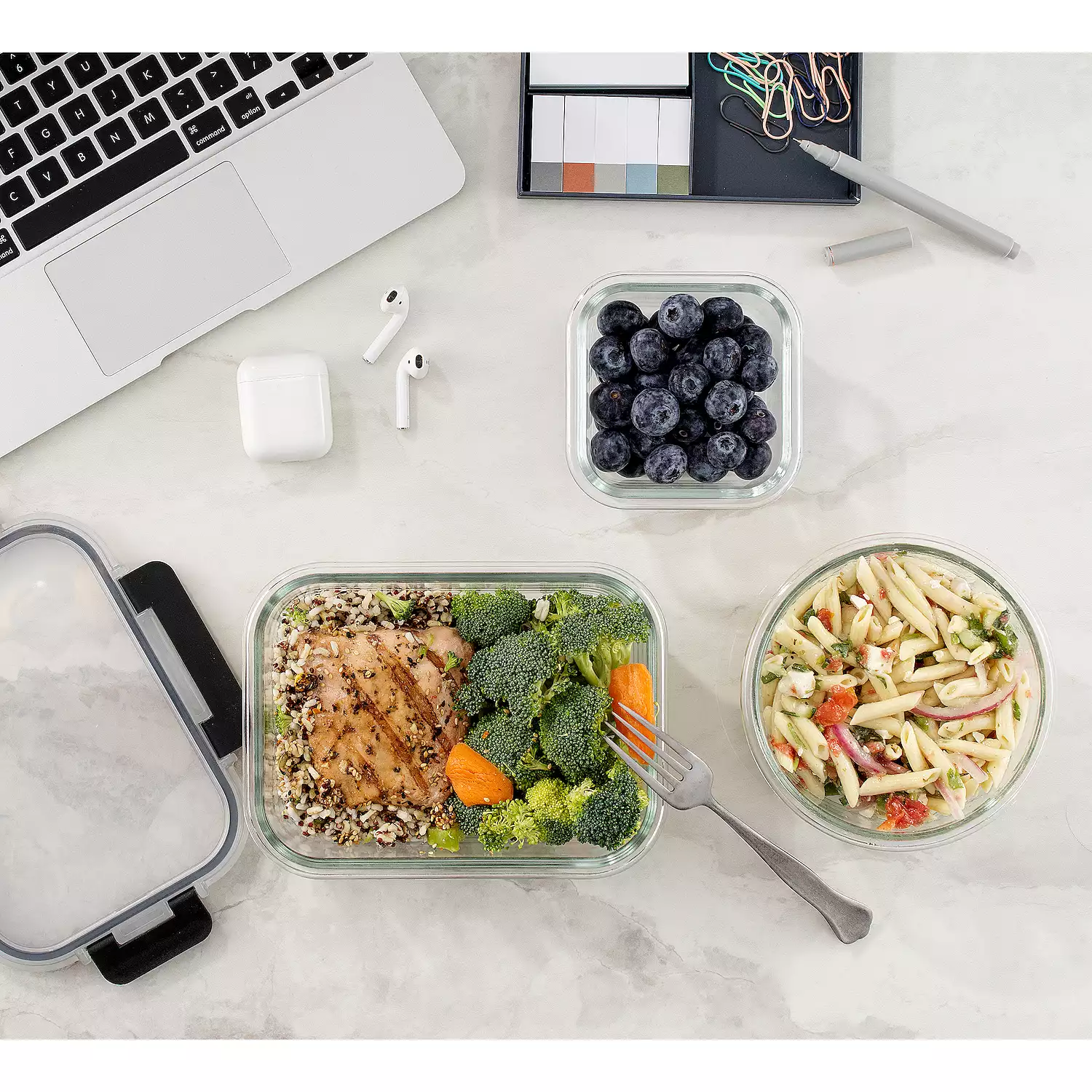 JoyJolt 24-Piece Glass Storage Containers with Leakproof Lids Set - Black