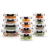 JoyJolt 24-Piece Glass Storage Containers with Leakproof Lids Set - Black