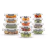 JoyJolt 24-Piece Glass Storage Containers with Leakproof Lids Set - Gray