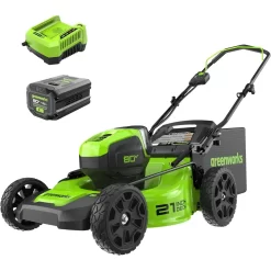 Greenworks 80-volt Max 21-in Cordless Push Lawn Mower 4 Ah (1-Battery and Charger Included)