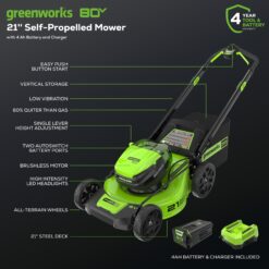 Greenworks Dual Port 80-volt 21-in Cordless Push Lawn Mower 4 Ah (1-Battery and Charger Included)
