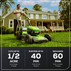 Greenworks Dual Port 80-volt 21-in Cordless Push Lawn Mower 4 Ah (1-Battery and Charger Included)