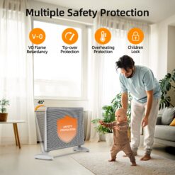 EdenDirect Up to 1500-Watt Convection Wall Mount Indoor Electric Space Heater with Thermostat and Remote Included
