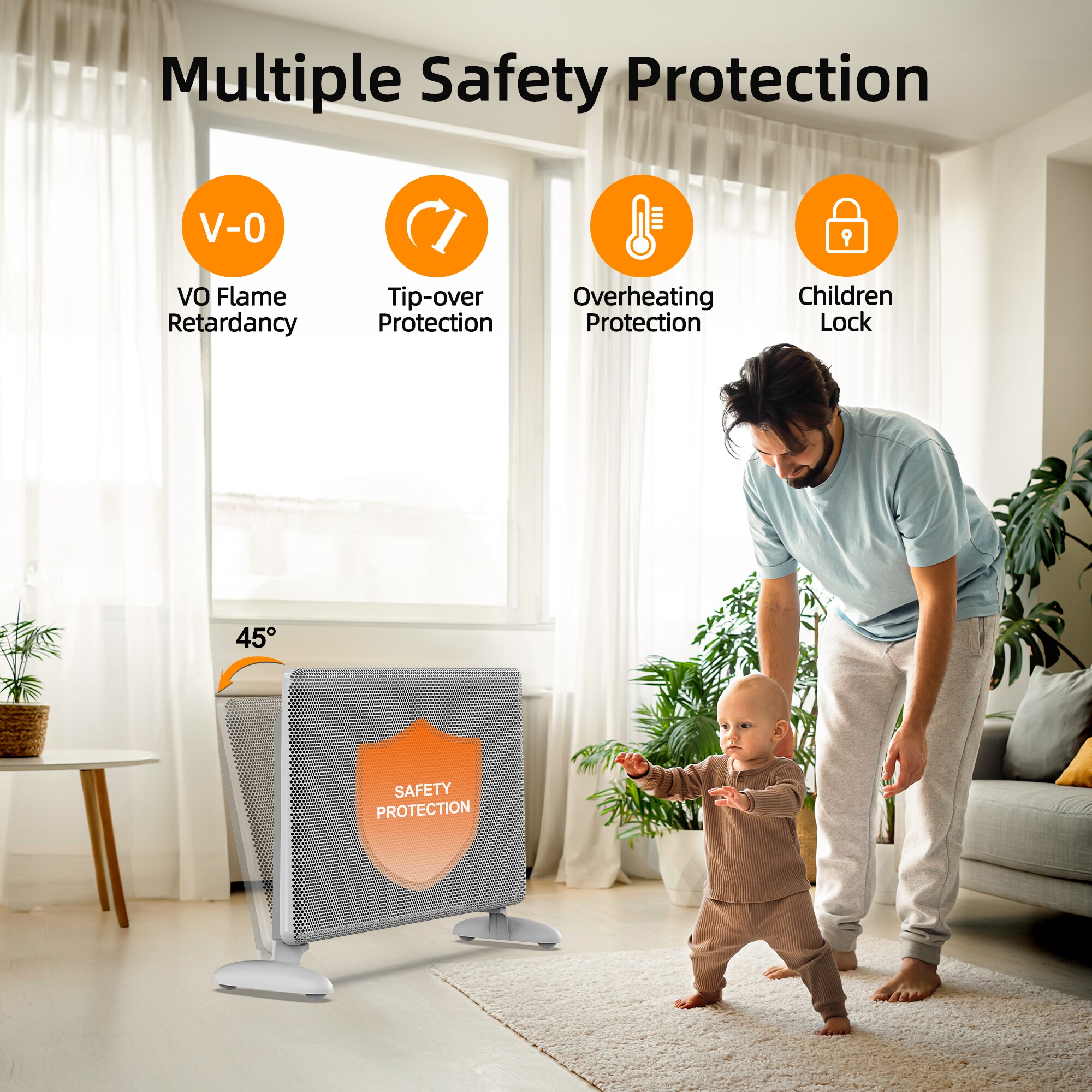 EdenDirect Up to 1500-Watt Convection Wall Mount Indoor Electric Space Heater with Thermostat and Remote Included