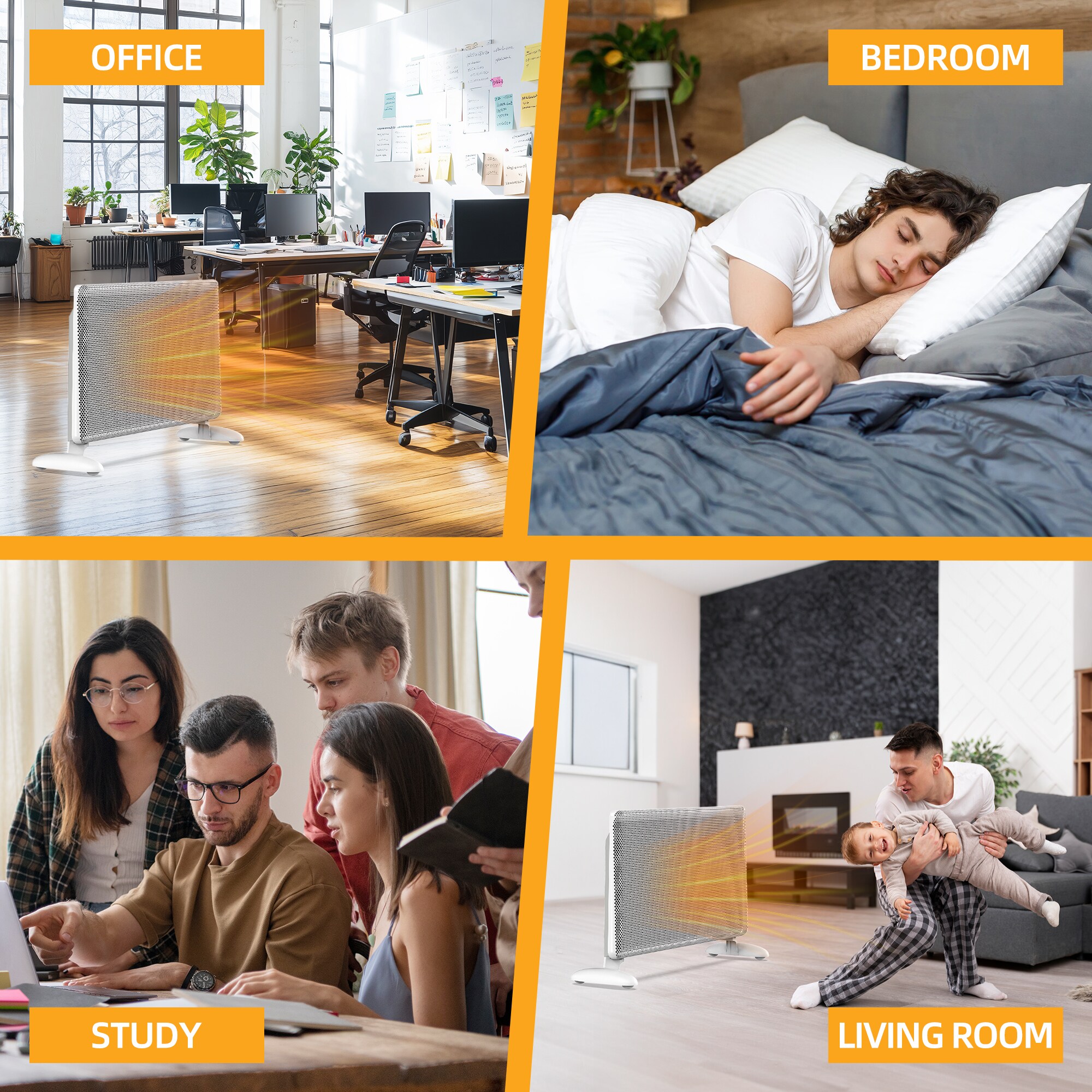 EdenDirect Up to 1500-Watt Convection Wall Mount Indoor Electric Space Heater with Thermostat and Remote Included