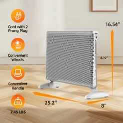 EdenDirect Up to 1500-Watt Convection Wall Mount Indoor Electric Space Heater with Thermostat and Remote Included