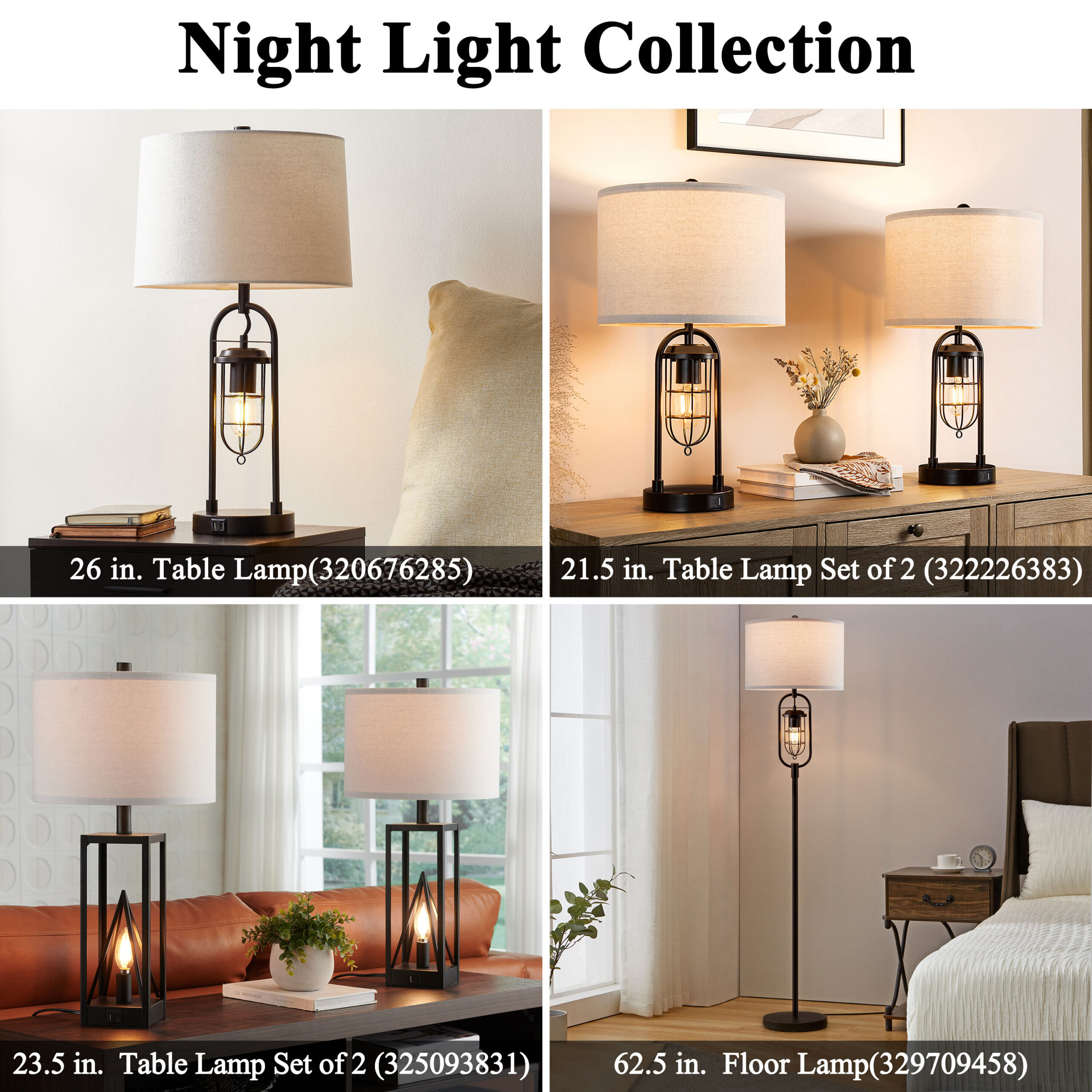 KAWOTI Ahmauri 26-in Dark Bronze LED 3-way Table Lamp with Linen Shade (Set of 2)