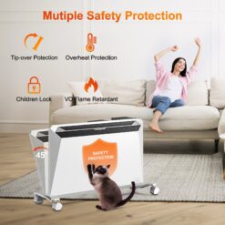 EdenDirect Up to 1500-Watt Convection Wall Mount Indoor Electric Space Heater with Thermostat and Remote Included