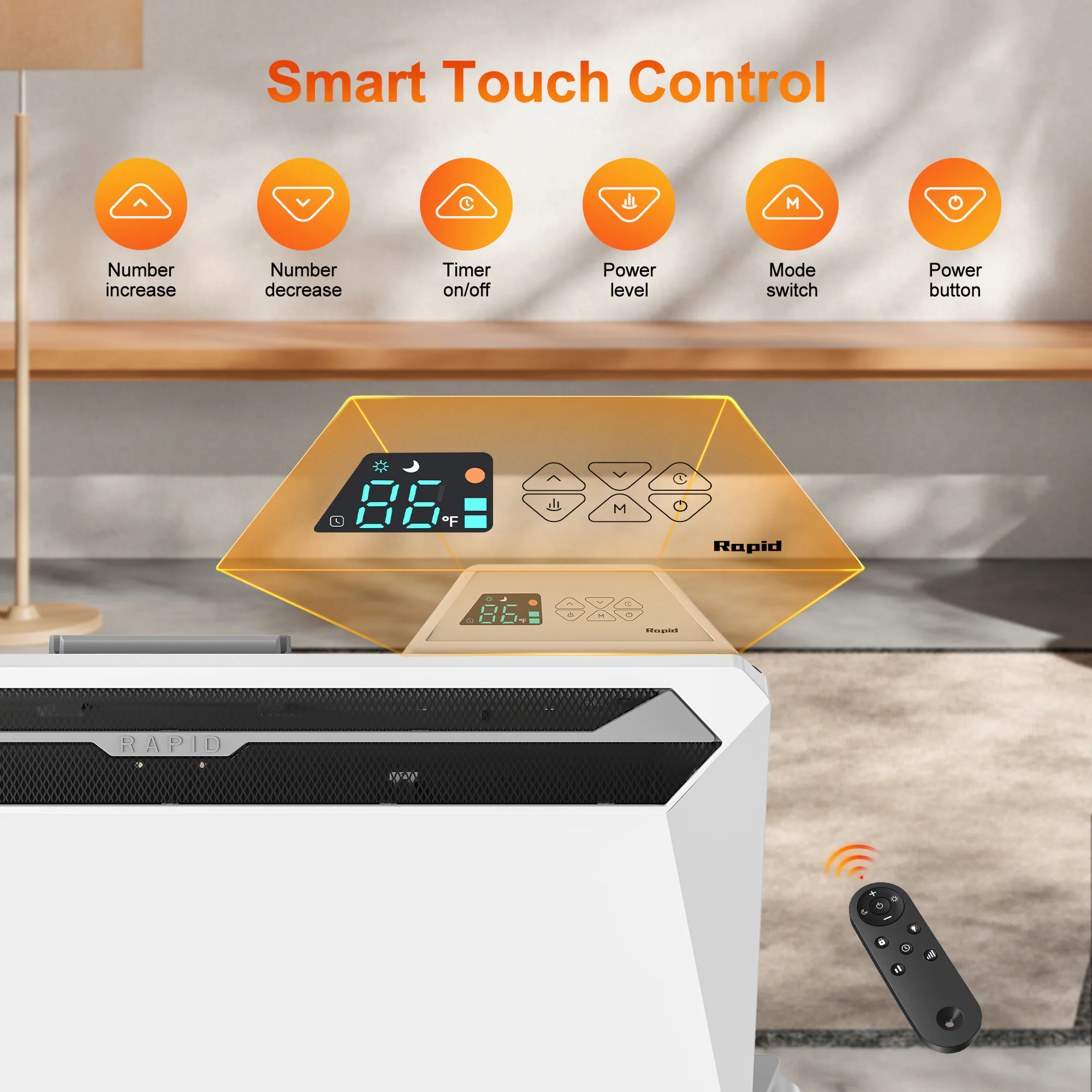 EdenDirect Up to 1500-Watt Convection Wall Mount Indoor Electric Space Heater with Thermostat and Remote Included