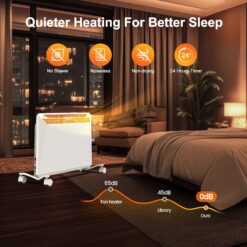 EdenDirect Up to 1500-Watt Convection Wall Mount Indoor Electric Space Heater with Thermostat and Remote Included