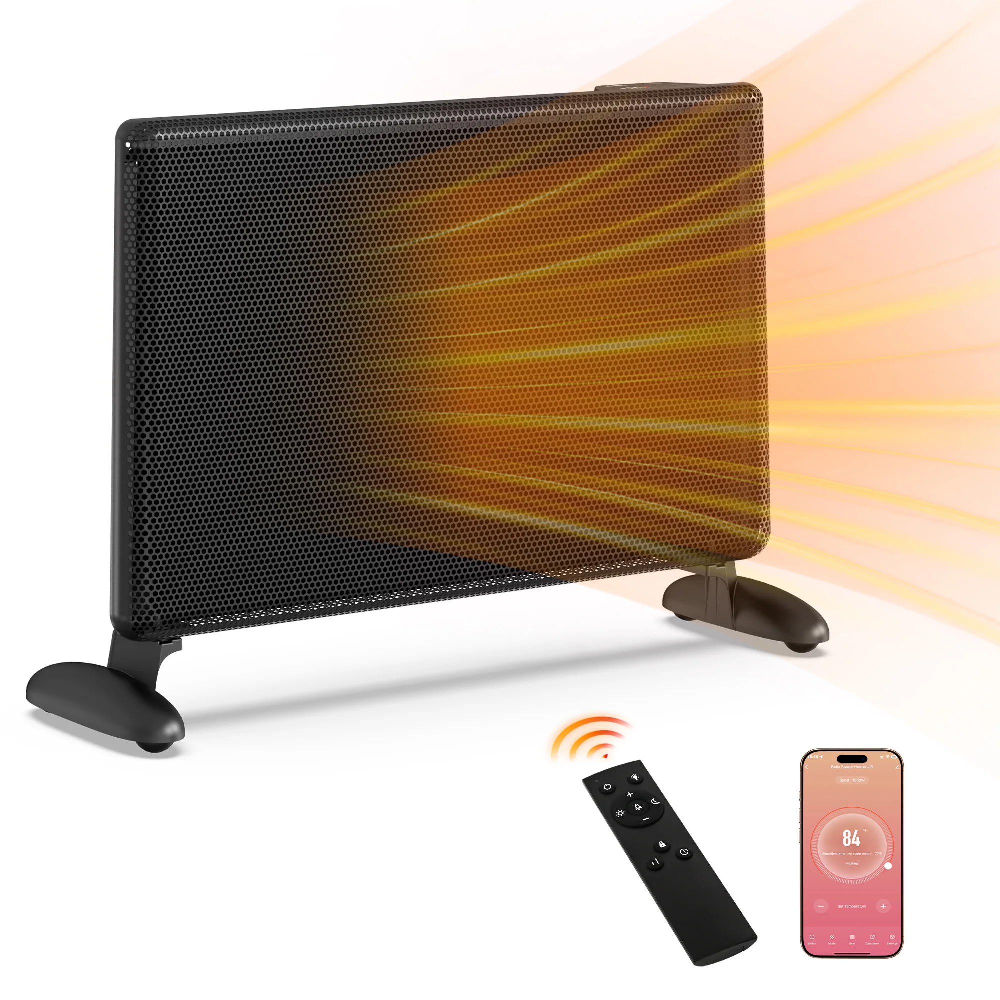 EdenDirect Up to 1500-Watt Convection Wall Mount Indoor Electric Space Heater with Thermostat and Remote Included
