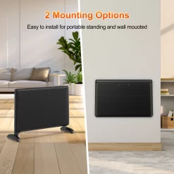 EdenDirect Up to 1500-Watt Convection Wall Mount Indoor Electric Space Heater with Thermostat and Remote Included