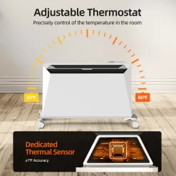 EdenDirect Up to 1500-Watt Convection Wall Mount Indoor Electric Space Heater with Thermostat