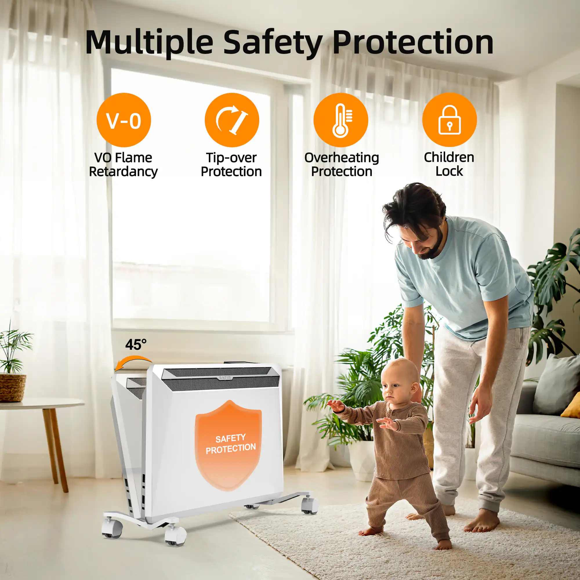 EdenDirect Up to 1500-Watt Convection Wall Mount Indoor Electric Space Heater with Thermostat
